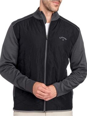 Callaway Black & Charcoal Quilted Performance Full-Zip Jacket